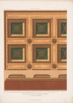Decke im Raum des Stadtverordnetenvorstehers des Berliner Rathauses (Rotes Rathaus), Berlin: Ansicht (aus: Architektonisches Skizzenbuch, H. 1115/4, 1872)