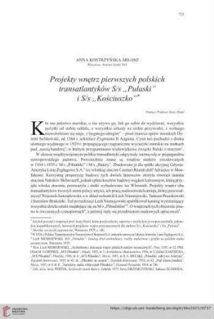 77: Projekty wnętrz pierwszych polskich transatlantyków S/s Pułaski i S/s Koś¬ciuszko*