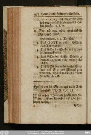 Epistel am III. Sonntage nach Trinitatis. 1 Petr. V, 6 - 11.