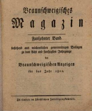Braunschweigisches Magazin. 15, 15. 1802