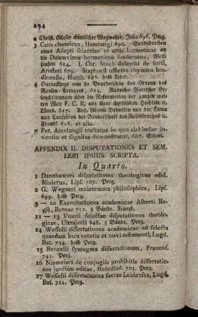 Appendix II. Disputationes Et Semleri Ipsius Scripta.