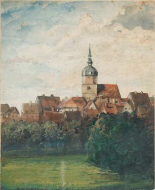 Robert Wilhelm Keller - Ansicht Lübben mit Paul-Gerhardt-Kirche / Hauptkirche, 1900