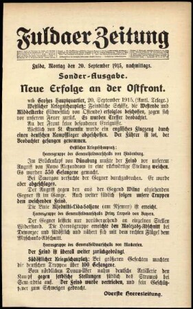 Ausgabe vom Montag, den 20. September 1915.