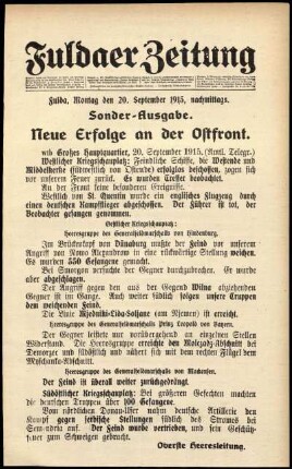 Ausgabe vom Montag, den 20. September 1915.