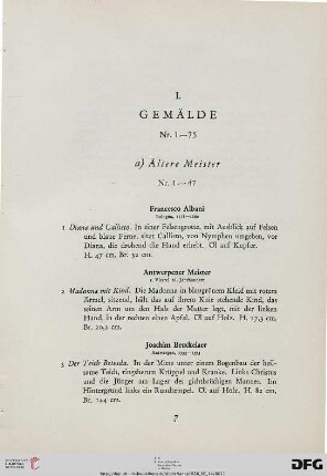 I. Gemälde (Nr. 1-75)