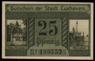 Gutschein der Stadt Cuxhaven über 25 Pfennig