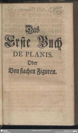 Das Erste Buch De Planis Oder Von flachen Figuren