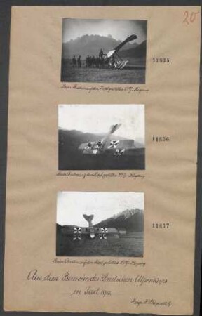 Beim Starten auf den Kopf gestelltes L.V.G.-Flugzeug