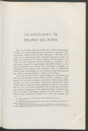 Un autógrafo de Ricardo del Monte