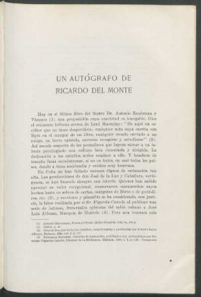 Un autógrafo de Ricardo del Monte