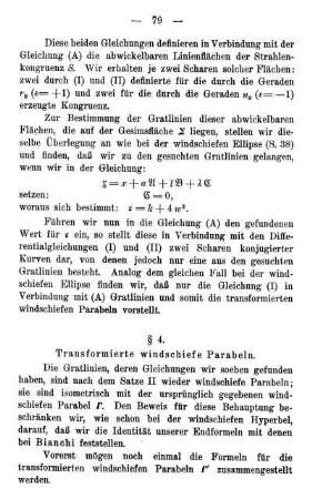 § 4. Transformierte windschiefe Parabeln.