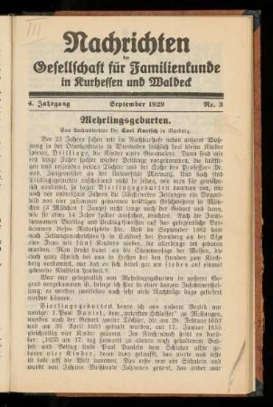 4. Jahrgang, Nr. 3, September 1929