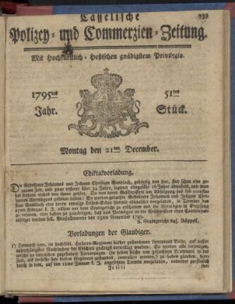 51tes Stueck, Montag den 21ten December 1795