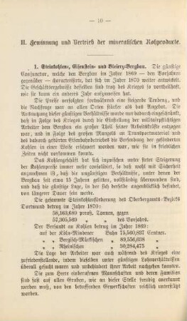 II. Gewinnung und Vertrieb der mineralischen Rohproducte.
