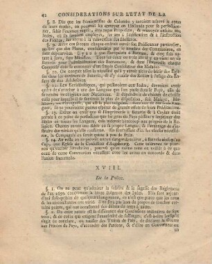 XVIII. De la police