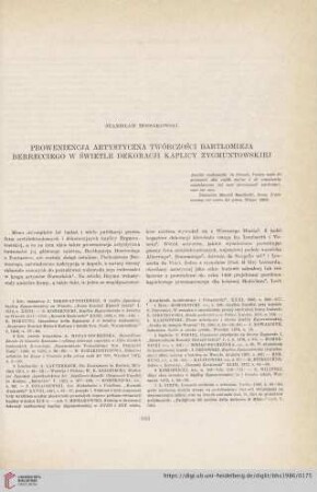 48: Proweniencja artystyczna twórczości Bartłomieja Berrecciego w świetle dekoracji kaplicy Zygmuntowskiej