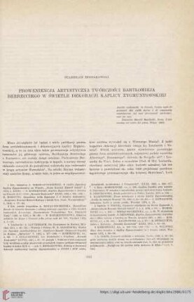 48: Proweniencja artystyczna twórczości Bartłomieja Berrecciego w świetle dekoracji kaplicy Zygmuntowskiej