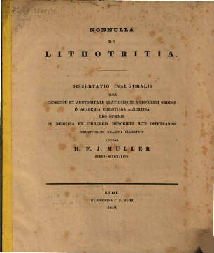 Nonnulla de lithotritia : diss. inaug.