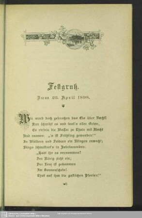 Festgruß. Zum 23. April 1898