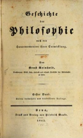 Geschichte der Philosophie nach den Hauptmomenten ihrer Entwicklung, 1