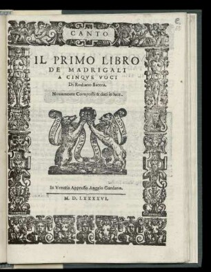 Rodiano Barera: Il primo libro de madrigali a cinque voci. Canto