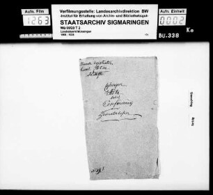 Mit Heimatrecht der Gemeinde Eglingen zugeteilter Heimatloser Joh. Jakob Schlossart