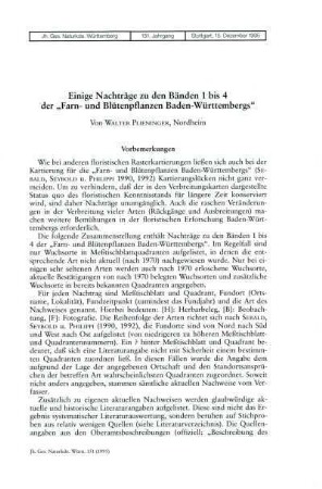 Einige Nachträge zu den Bänden 1 bis 4 der "Farn- und Blütenpflanzen Baden-Württembergs"