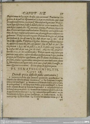De Senatus Consultis, Caput IX. Deinde quia difficile plebs convenire