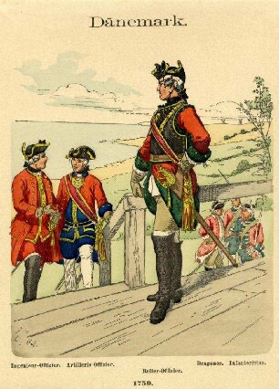 Uniformbild, Offiziere und Soldaten der dänischen Armee