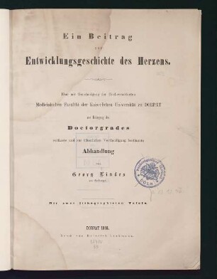Ein Beitrag zur Entwicklungsgeschichte des Herzens