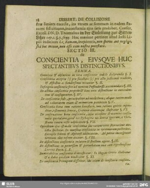 Sectio III. de Conscientia, Eiusque Huc Spectanibus Distinctionibus