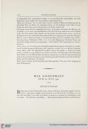 Max Liebermann zum 20. Juli 1922