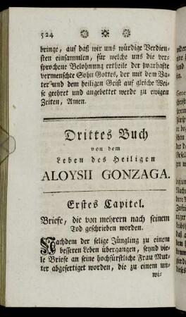 Drittes Buch von dem Leben des Heiligen Aloysii Gonzaga.