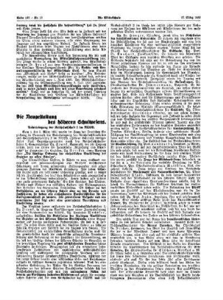 Die Neugestaltung des höheren Schulwesens
