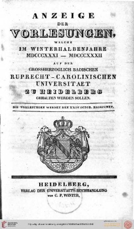 Wintersemester 1831/1832