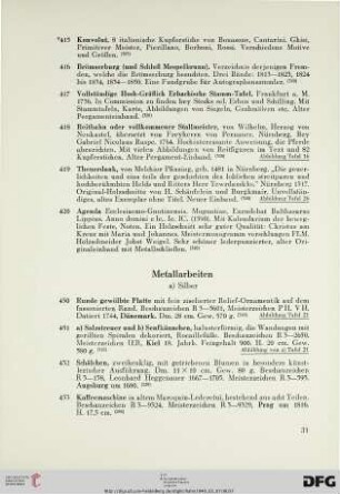 Metallarbeiten a) Silber (Nr. 450-464)