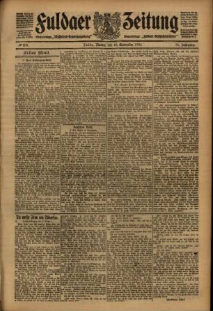 Erste Ausgabe vom Montag, den 13. September 1909.