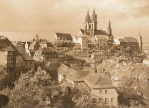 Meißen, Blick vom Haus Freiheit Nr. 8 auf den Burgberg
