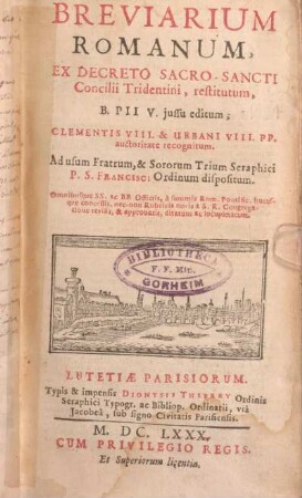 Breviarium Romanum : in quo officia SS. Ordin. S.P. Francisci inter officia Romana disponuntur