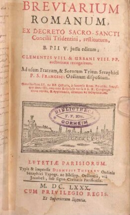 Breviarium Romanum : in quo officia SS. Ordin. S.P. Francisci inter officia Romana disponuntur