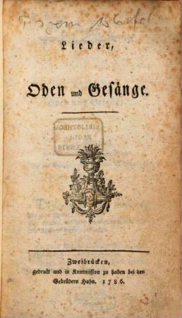 Lieder, Oden und Gesänge