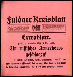 Zweite Ausgabe vom Freitag, den 11. September 1914.