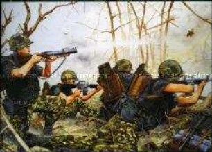 Postkarte mit Darstellung amerikanischer Soldaten im Vietnamkrieg, 1965-1973