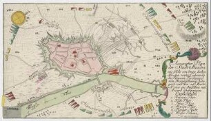 Plan der Belagerung von Minden, 1:15 000, Radierung, um 1758