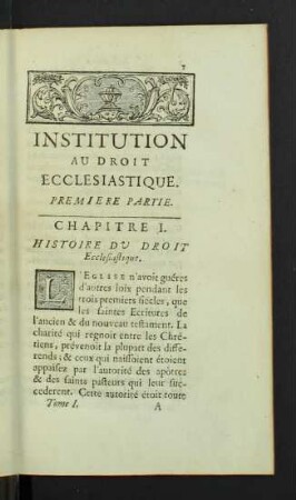 Chapitre I. Histoire du droit ecclesiastique.