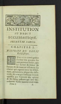 Chapitre I. Histoire du droit ecclesiastique.