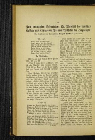 Zum neunzigsten Geburtstage Sr. Majestät des deutschen Kaisers und Königs von Preußen Wilhelm des Siegreichen : eine Schulfeier