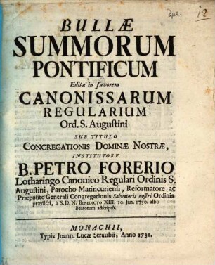 Bullae Summorum Pontificum