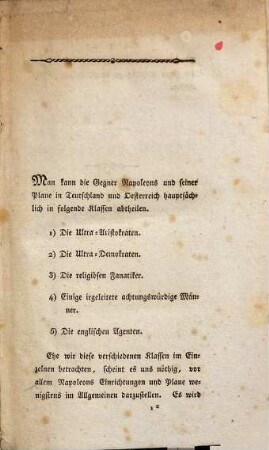 Die Plane Napoleon's und seiner Gegner besonders in Teutschland und Oesterreich