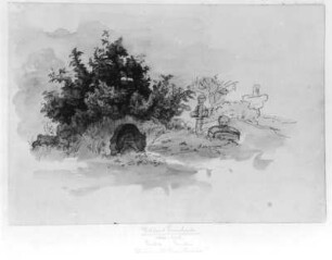 Friedhofshügel : Friedhofshügel. Feder und Aquarell; 18,4 x 26,8 cm (vor 1905; E. Leonhardi). Freiberg: Stadt- und Bergbaumuseum 53/10